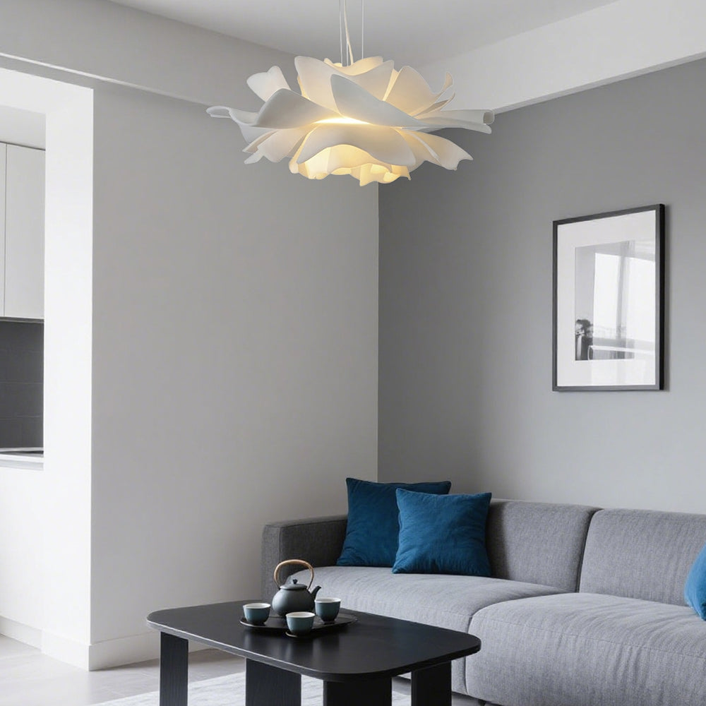 Moderne linnen bloemen hanglamp voor de woonkamer