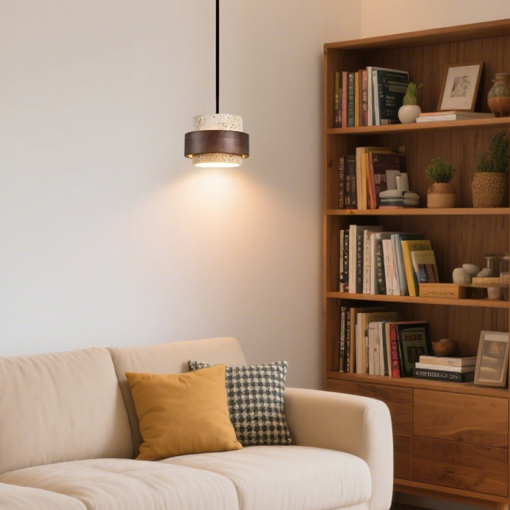 Elegante travertijn cilinder hanglamp