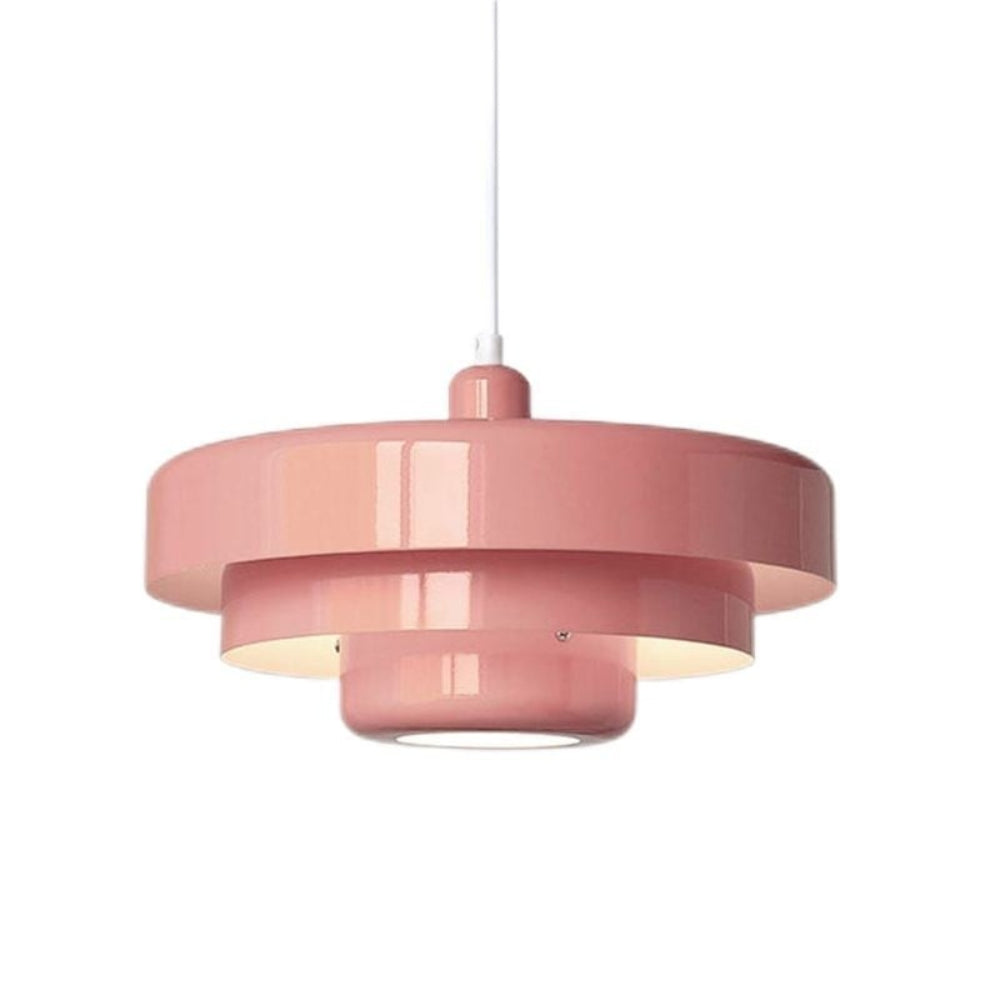 Pastelkleurige glazen hanglamp - moderne eetkamerinrichting