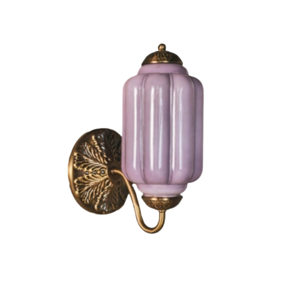 Vintage melkglas messing wandlamp