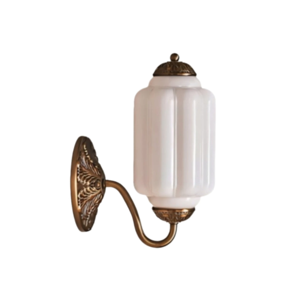 Vintage melkglas messing wandlamp
