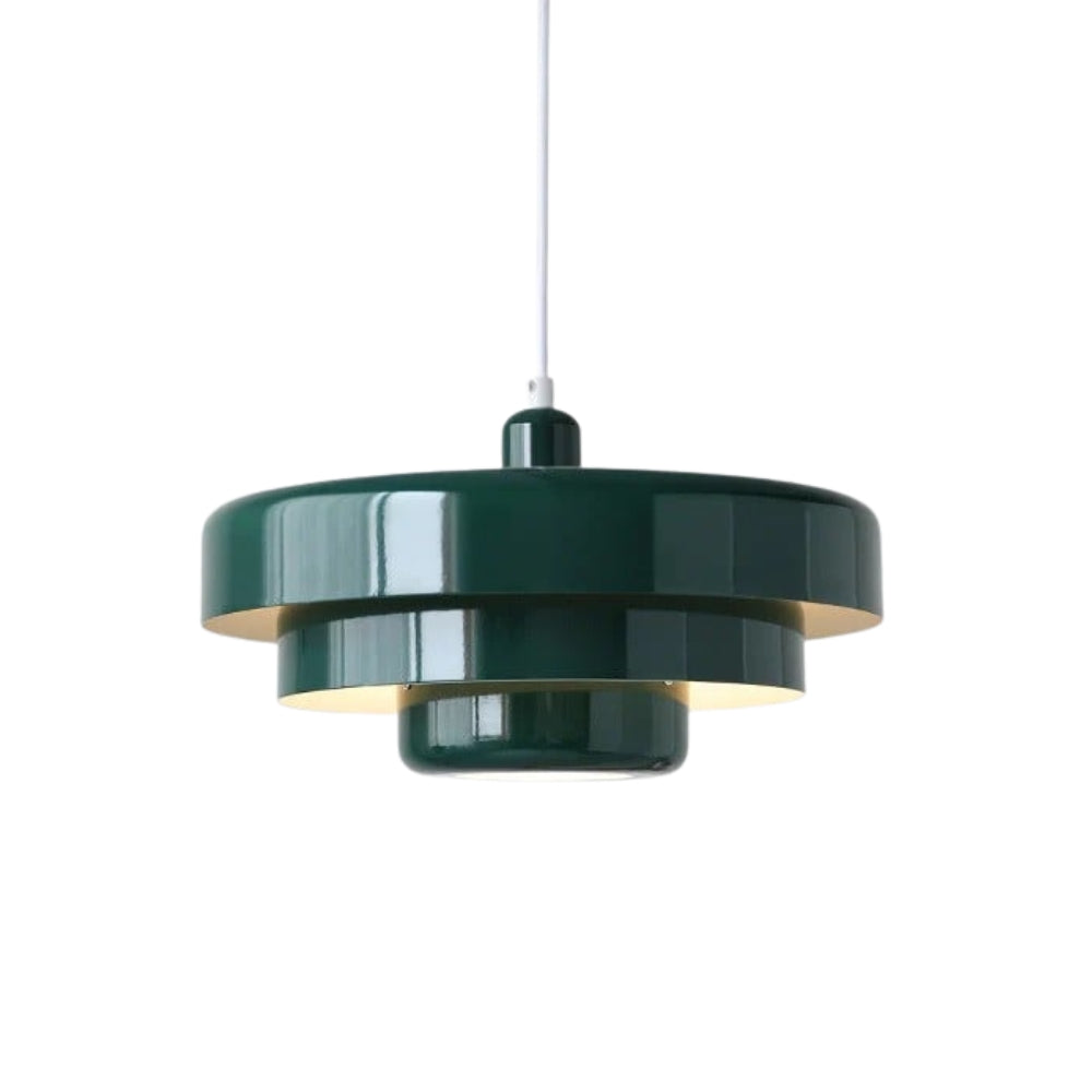 Pastelkleurige glazen hanglamp - moderne eetkamerinrichting