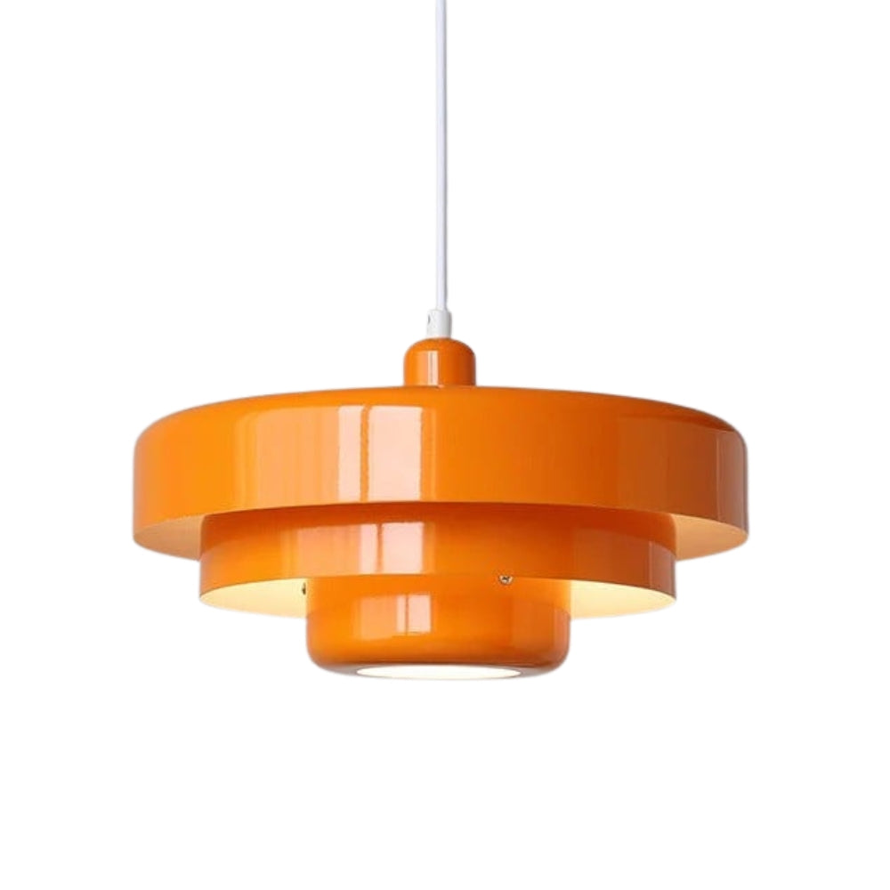 Pastelkleurige glazen hanglamp - moderne eetkamerinrichting
